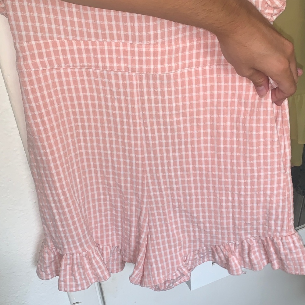 Pink Gingham Ruffle Romper - Picture 4 of 9